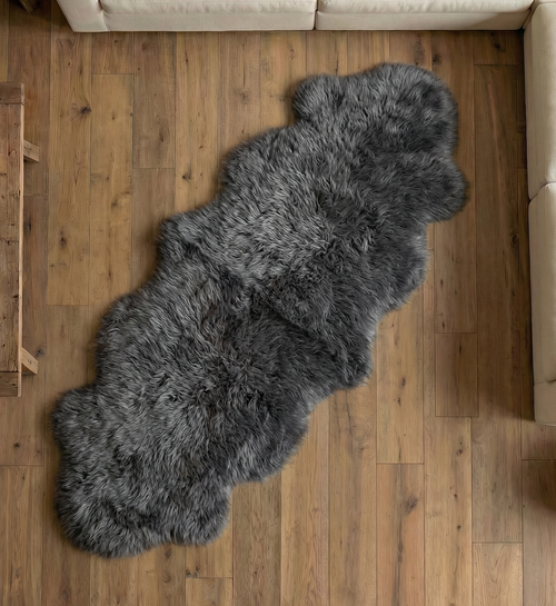 Mid Grey Double Sheepskin Rug - SDMG