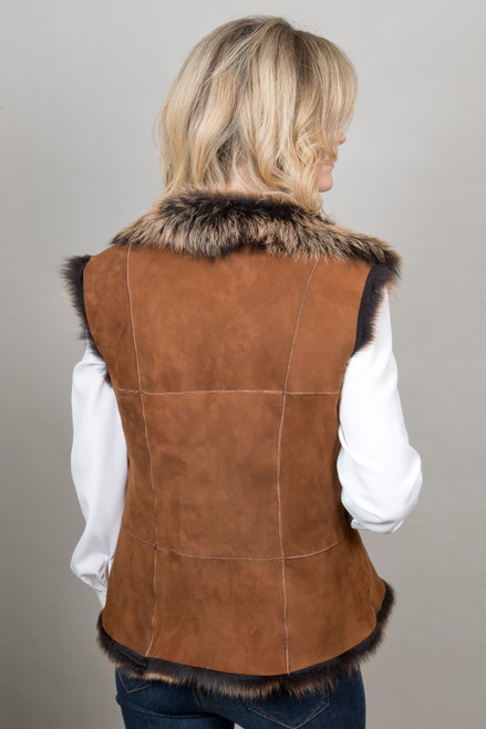 Toscana Sheepskin Gilet in Rust (TOSC08 