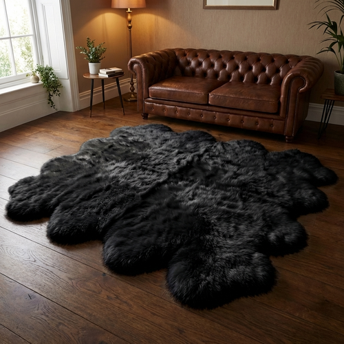 Black Octo Sheepskin Rug - OCTOBLACK