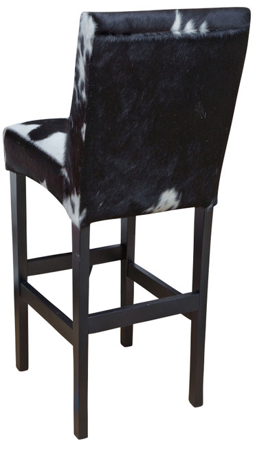 black and white cowhide bar stools