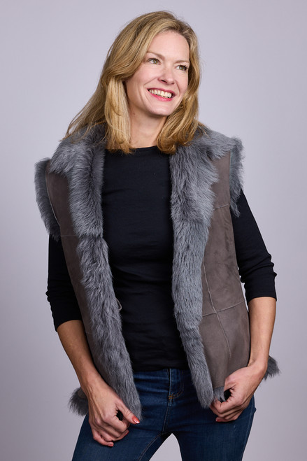 Toscana Sheepskin Gilet in Grey (TOSC015)