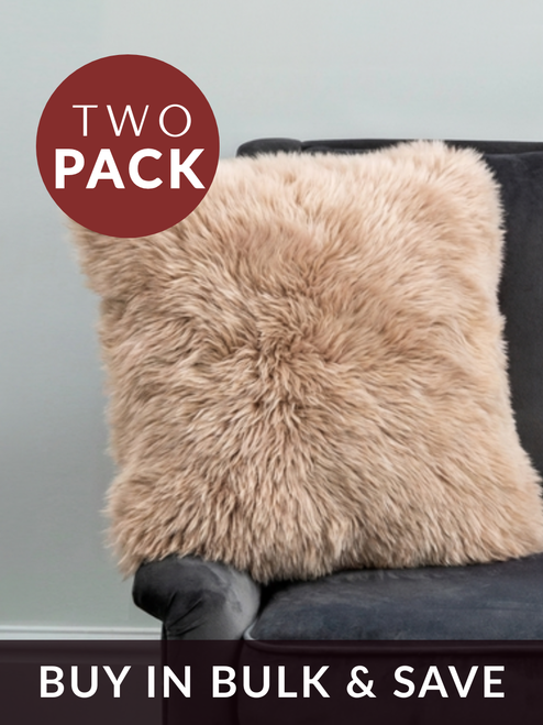 TWO Small Oyster Sheepskin Cushions - DEAL
