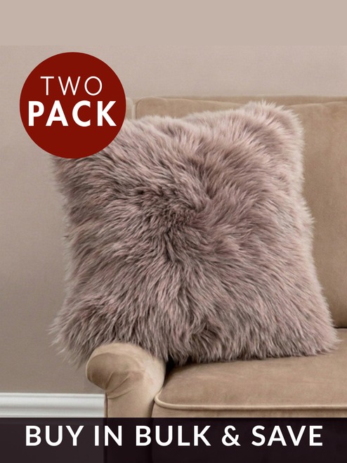 TWO Small Light Brown Sheepskin Cushions - DEAL