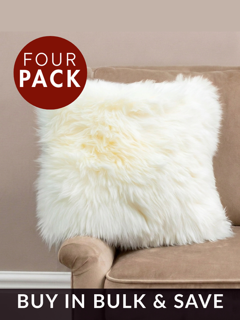 FOUR Large White Sheepskin Cushions - DEAL