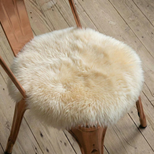 Round Sheepskin Chair Pad - Champagne
