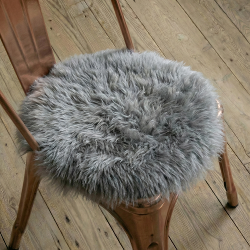  Round Sheepskin Chair Pad - Silver Grey