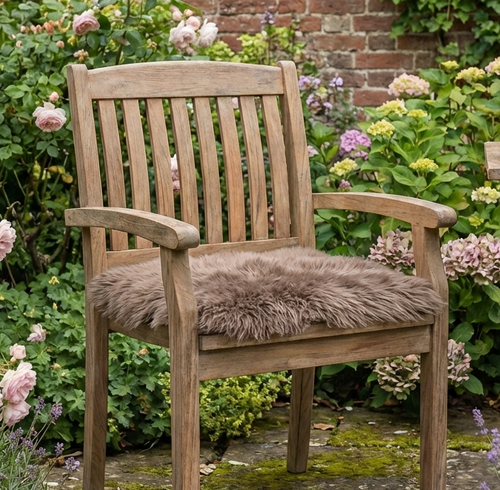 Square Sheepskin Chair Pad - Taupe