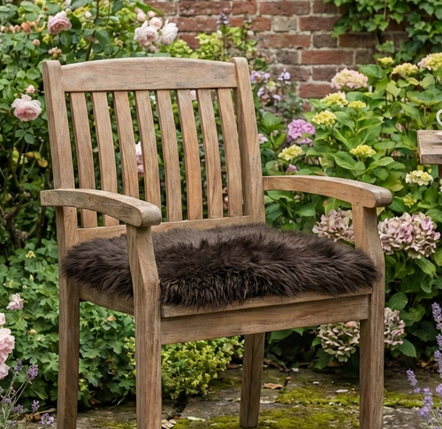 Square Sheepskin Chair Pad - Chocolate