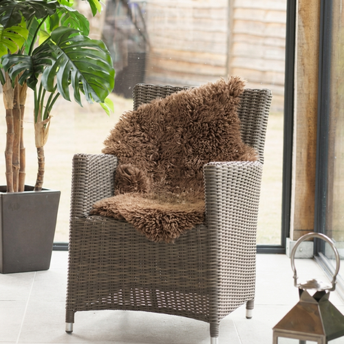 Taupe Curly Long Wool Sheepskin Rug - CLWTAUPE