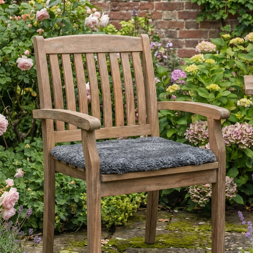 Square Shearling Sheepskin Chair Pad - Gery