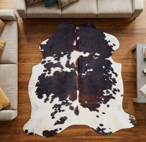Tri Dark Brown And White Cowhide Rug NOV26-026 (200cm x 200cm)