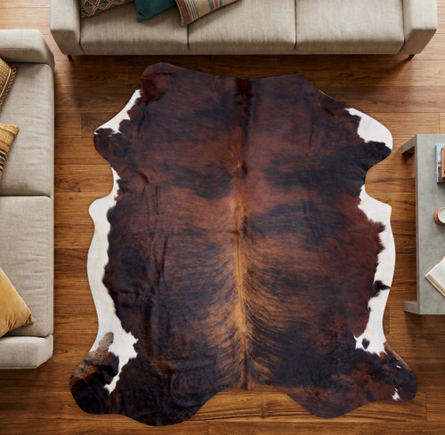 Brindle Brown And White Cowhide Rug NOV26-043 (190cm x 190cm)