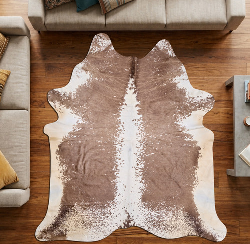 Burnt Umber And Cream Cowhide Rug NOV26-178 (250cm x 220cm)