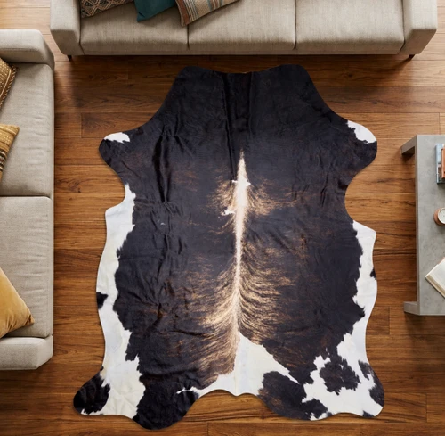 Burnt Brown And White Cowhide Rug NOV26-231 (220cm x 190cm)