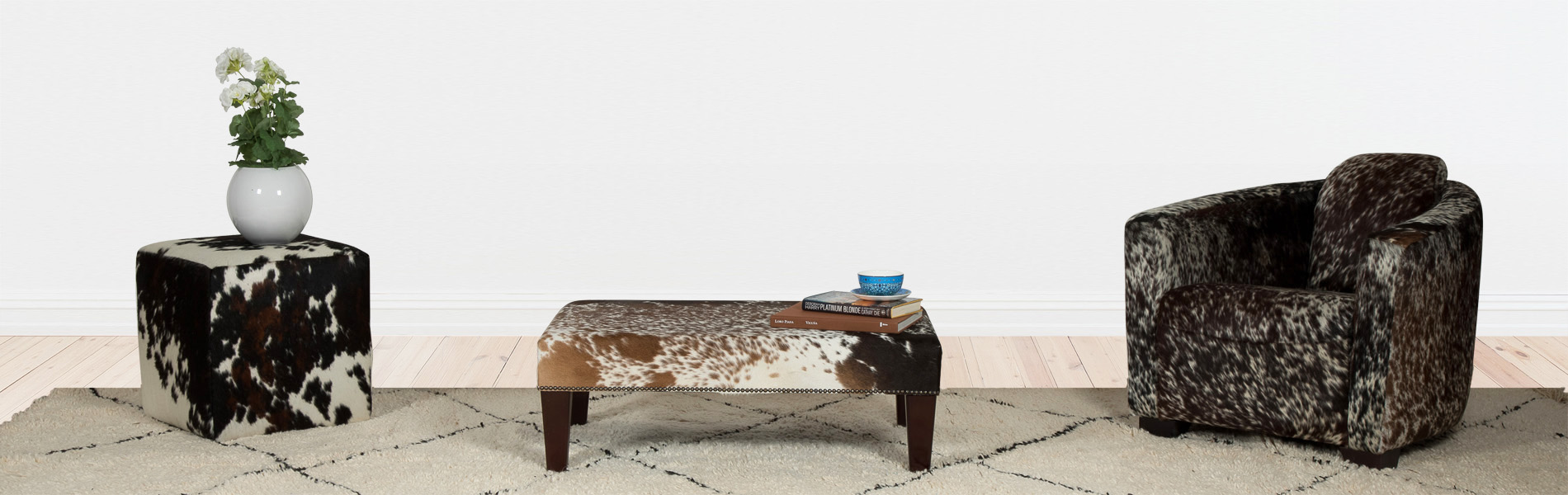 Cowhide Footstool