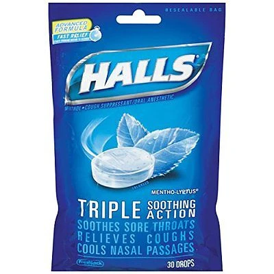 Halls Cough Drops Bag Mentho-Lyptus 30ct -Catalog