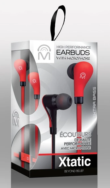 Mental Beats Xtatic Earphones w/ mic Red