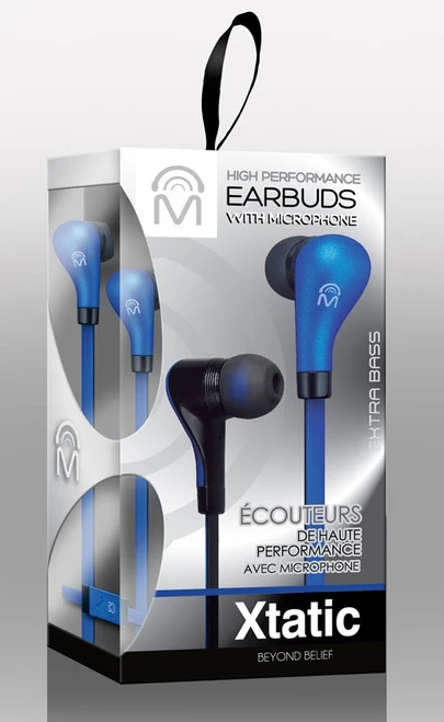 Mental Beats Xtatic Earphones w/ mic Blue
