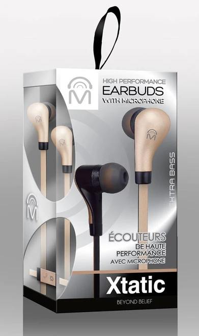 Mental Beats Xtatic Earphones w/ mic Gold -Gold