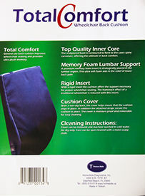 Total Comfort Wheel Chair Back Cushion NDC 91237-0001-34