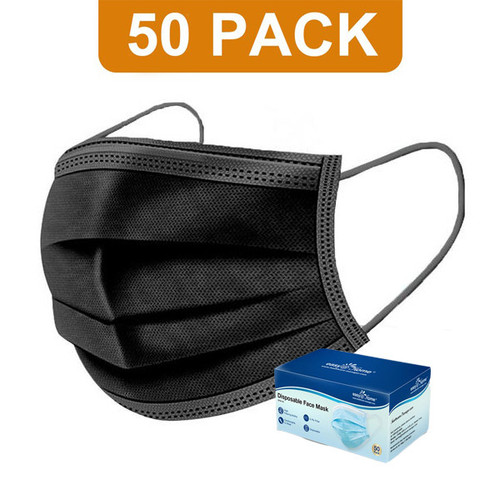 3-Ply Ear Loop Mask 50ct - Black