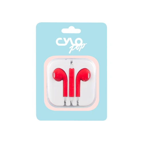 Cylo Pop Ear Pods (w/ mic + case) - Red
