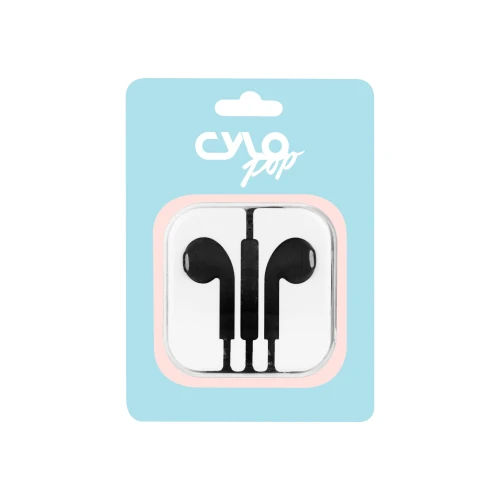 Cylo Pop Ear Pods (w/ mic + case) - Black