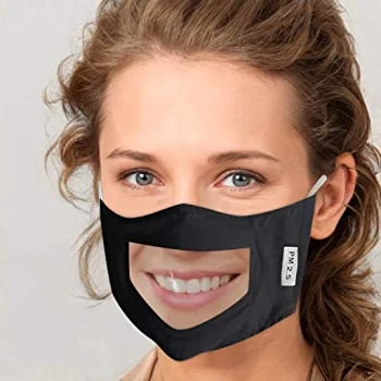 Cloth Mask w/ Window - Read My Lips - Black