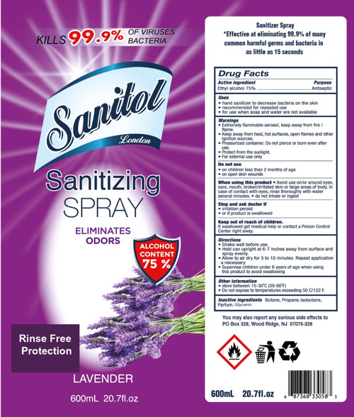 Sanitol Sanitizing Spray 20.7oz - Lavender