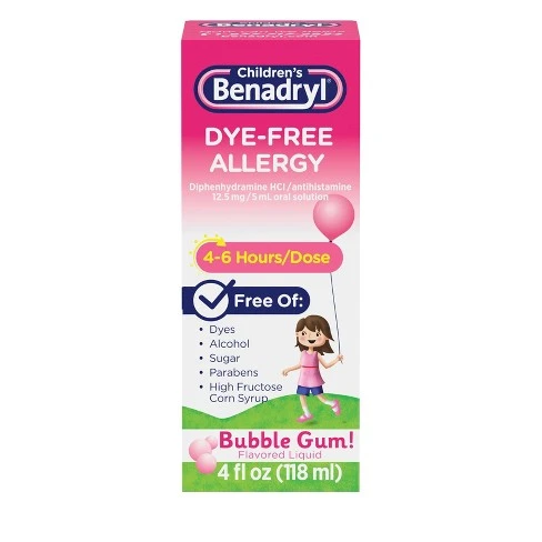 Children's Benadryl Dye-Free Allergy 4 oz - Bubble Gum