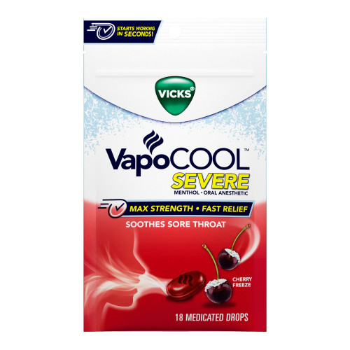 Vicks VapoCool Severe Cough Drops 18ct - CHERRY FREEZE