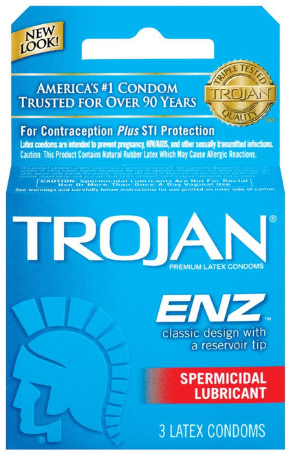 Trojan ENZ Spermicidal Lubricant Blue 3pk