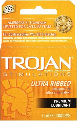 Trojan Ultra Ribbed Orange 3pk