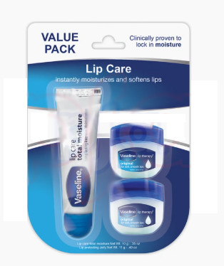 Vaseline Lip Care Combo Pack - 1 Tube (0.35oz ), 2 Jars (0.2oz)