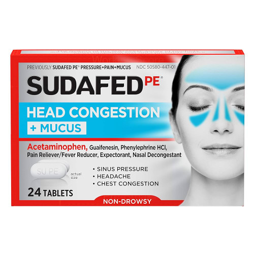 Sudafed PE Head Congestion + Mucus Tablets 24ct