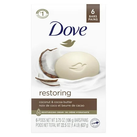 Dove Bar Soap 3.75oz 6-Pack - Restoring Coconut Cocoa Butter