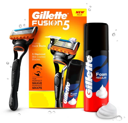 Gillette Fusion-5 Razor with 1 Cartridge + Gillette Foam Travel Size (Value Pack)