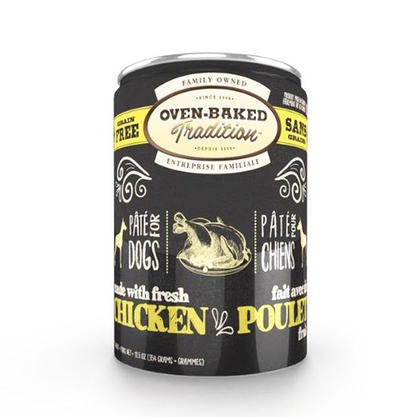 Oven Baked Chicken Paté Canned es un alimento húmedo en lata para perros. Presentado en lata y formulado con pollo fresco y vegetales.