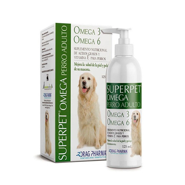 Superpet Omega 6/3 Drapharma para Perros Adultos  Suplemento Nutricional de Ácidos grasos y Vitamina E. Mejora la salud de la piel y pelaje de su mascota