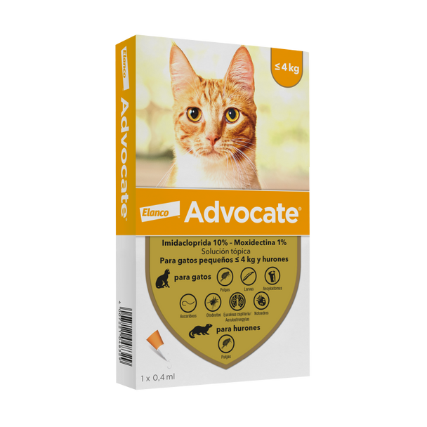 Advocate Antiparasitario bayer para gatos en pipeta que ofrece una protección superior contra los principales parásitos externos e internos.