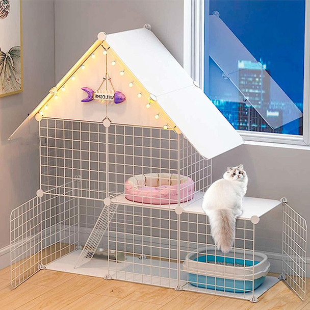 Casa para gatos 2 pisos con techo y desmontable