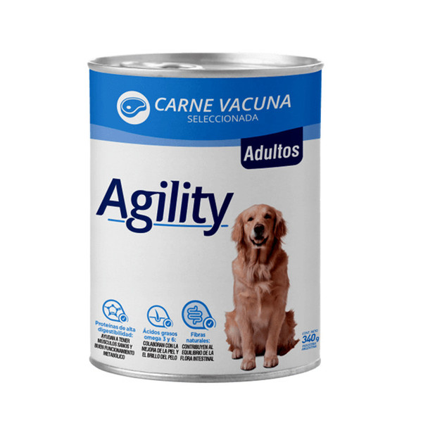 Lata Agility para Perro Adulto sabor Carne de Vacuno 340GR