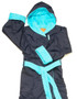 Towelling Navy & Aqua