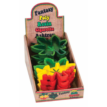 Polyresin Rasta Hemp Leaf Shaped Ashtrays