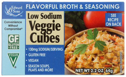 EDWARD & SONS LOW SODIUM VEGETABLE BOUILLON CUBE ( 12X2.2 OZ ) EDWARD & SONS LOW SODIUM VEGETABLE BOUILLON CUBE ( 12X2.2 OZ )