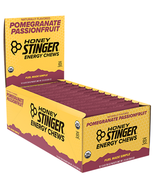 HONEY STINGER ORGANIC POMEGRANATE PASSIONFRUIT CHEWS ( 12X1.8 OZ )