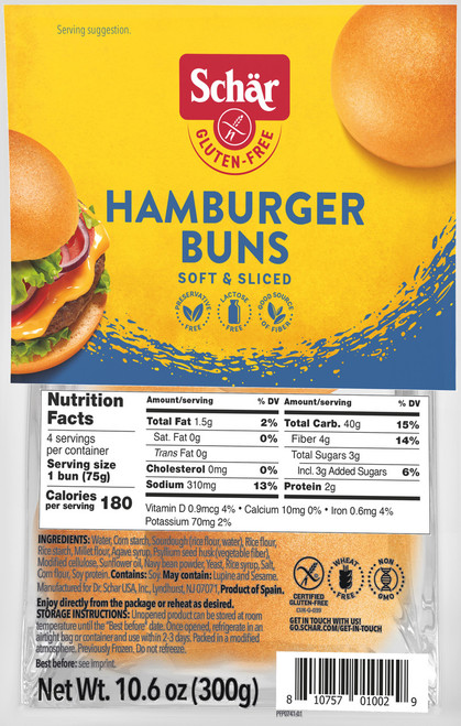 SCHAR HAMBURGER BUNS GF ( 4X10.60 )