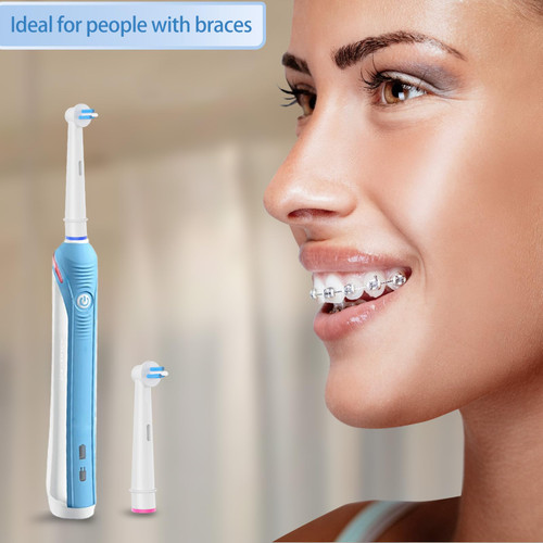 8pcs Interspace Toothbrush Heads, Compatible with Braun Oral B Electric Toothbrushes for Cleaning Crevices, Bridges and Implants.