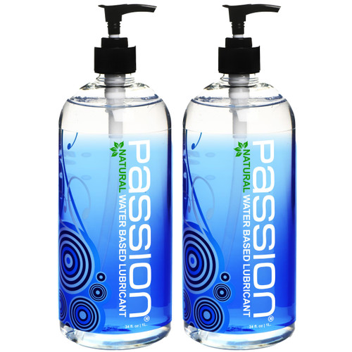 Passion Lube Natural Water-Based Personal Lubricant Twin Pack, Premium, Non-Sticky, Easy-to-Clean Formula for Smooth, Comfortable Use - 34 Fl Oz (Pack of Two)