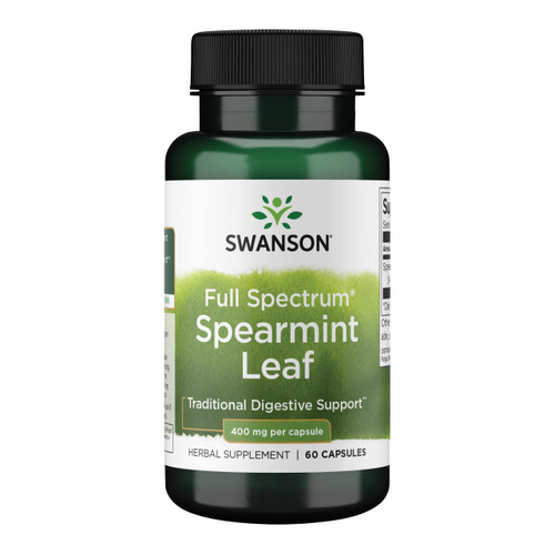Swanson Spearmint Leaf (Mentha Spicata) - Full Spectrum Herbal Supplement Supporting Digestive Health & Mild Stomach Issues - Natural Formula Supporting Health & Wellness - (60 Capsules, 400mg Each)